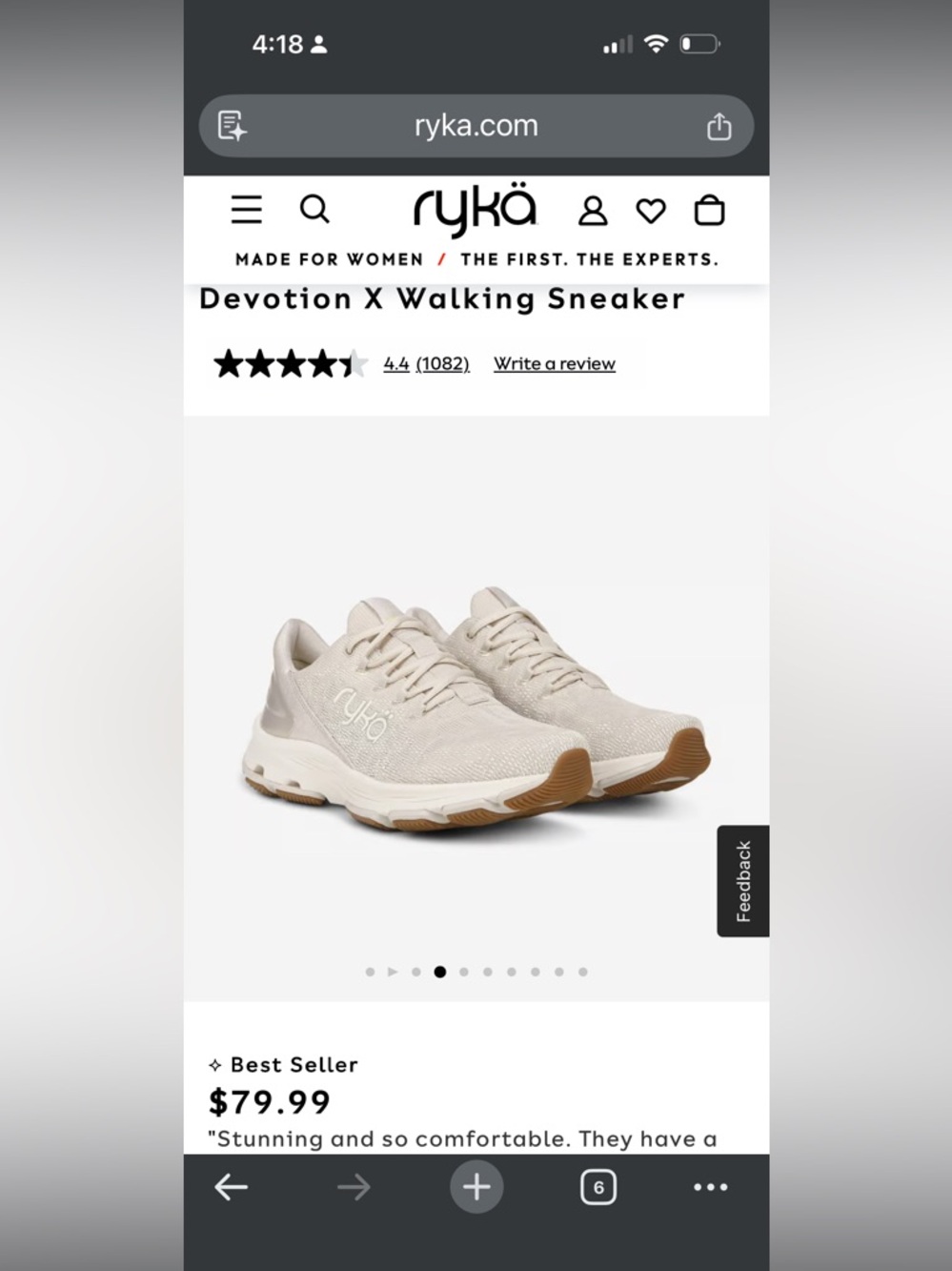 Ryka Devotion X Walking Sneaker - Light Taupe 9.5
